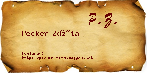 Pecker Zéta névjegykártya